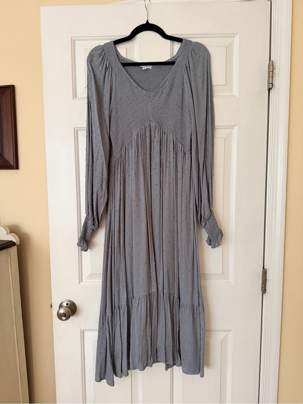 Baltic Born Light Gray Smocked Midi Dress